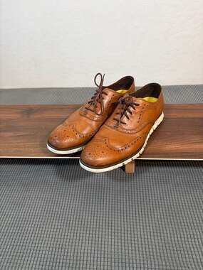 Cole Haan Men's ZERØGRAND Wingtip Oxford British Tan Leather Shoes Size 11M C144